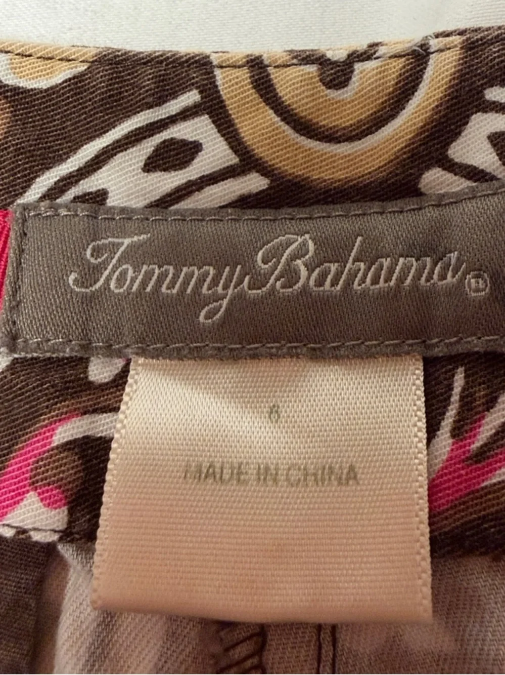 Tommy Bahama cotton Brown Geometric Print Bermuda Shorts size 6